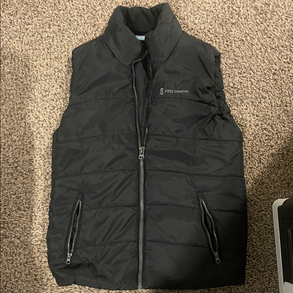 Free Country Black Quilted Puffer Vest - Men's Zip Front